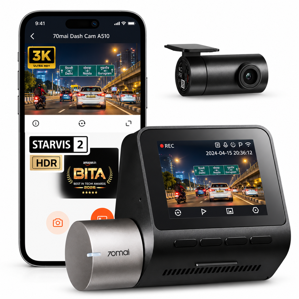 70mai A510 3K Dual Dash Cam by 70mai — official product photo of the dash cam