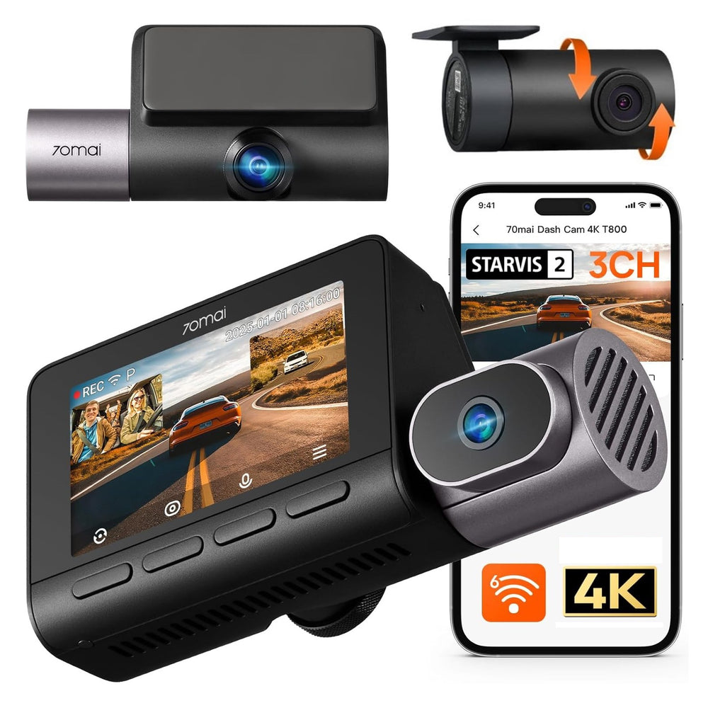 70mai T800 4K+FHD+FHD 3-Channel Dash Cam by 70mai — official product photo of the dash cam