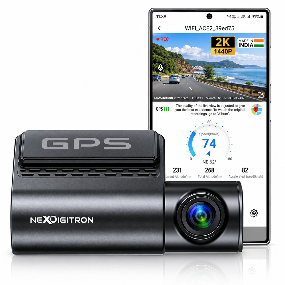 NEXDIGITRON Ace 2 GPS 2K Dash Cam by NEXDIGITRON — official product photo of the dash cam