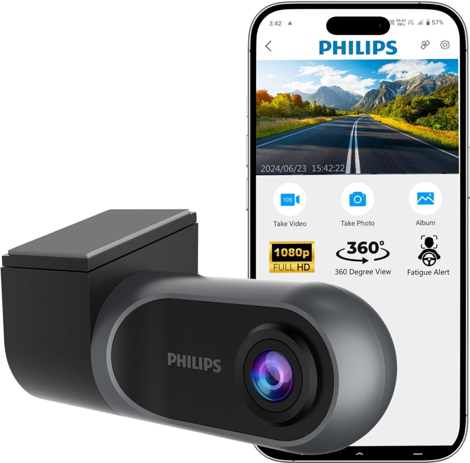 Philips GoSure 3001U 1080p Dash Cam by Philips — official product photo of the dash cam
