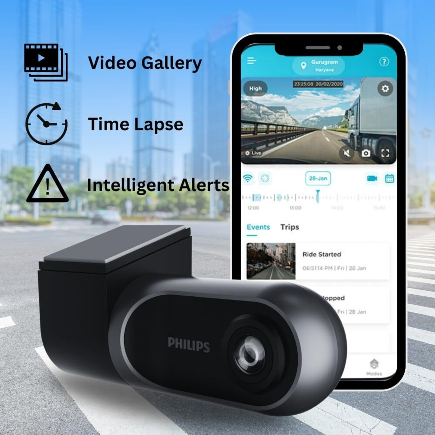 Philips GoSure GS3101 1080p Dash Cam by Philips — official product photo of the dash cam