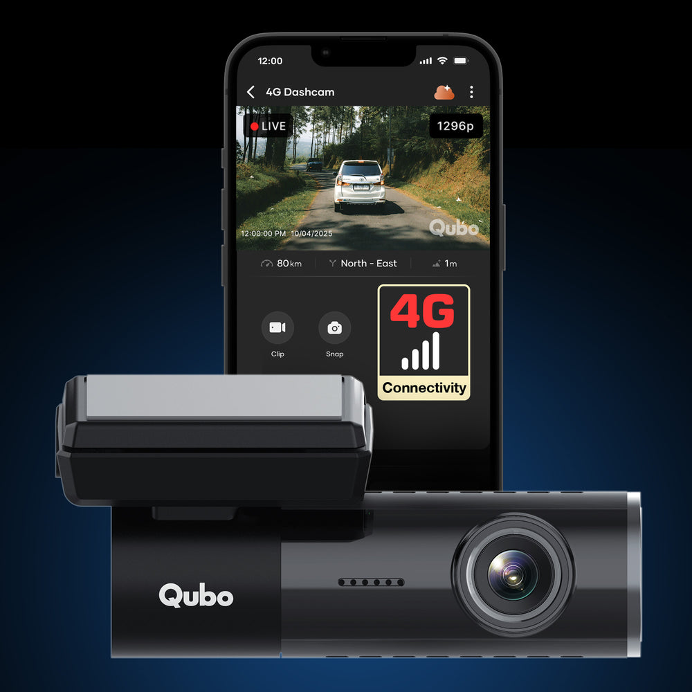 Qubo 4G Live 1080p Dash Cam by Qubo — official product photo of the dash cam