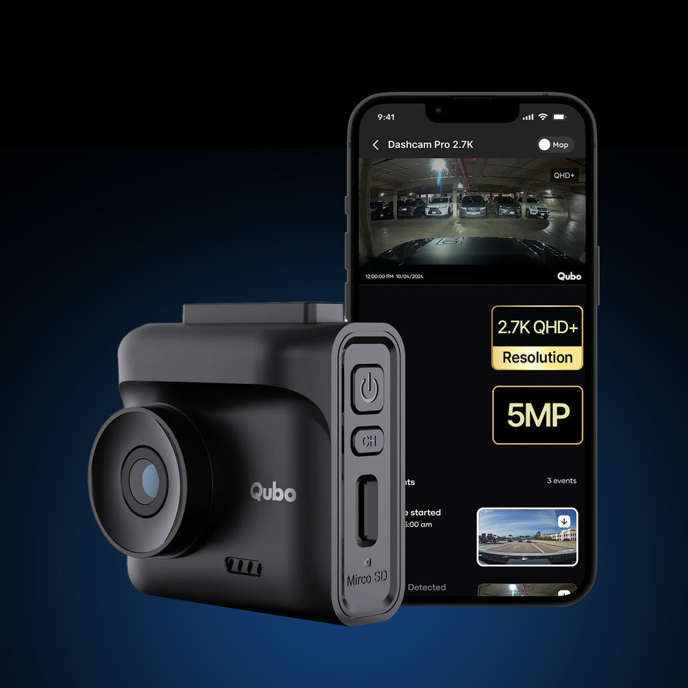 Qubo Pro 2.7K Dash Cam by Qubo — official product photo of the dash cam