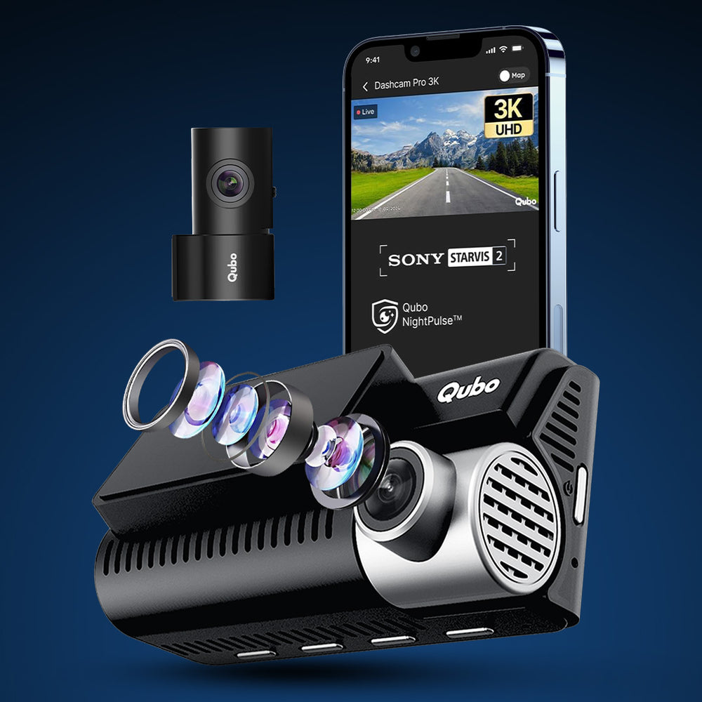 Qubo Pro 3K Dual STARVIS 2 Dash Cam by Qubo — official product photo of the dash cam