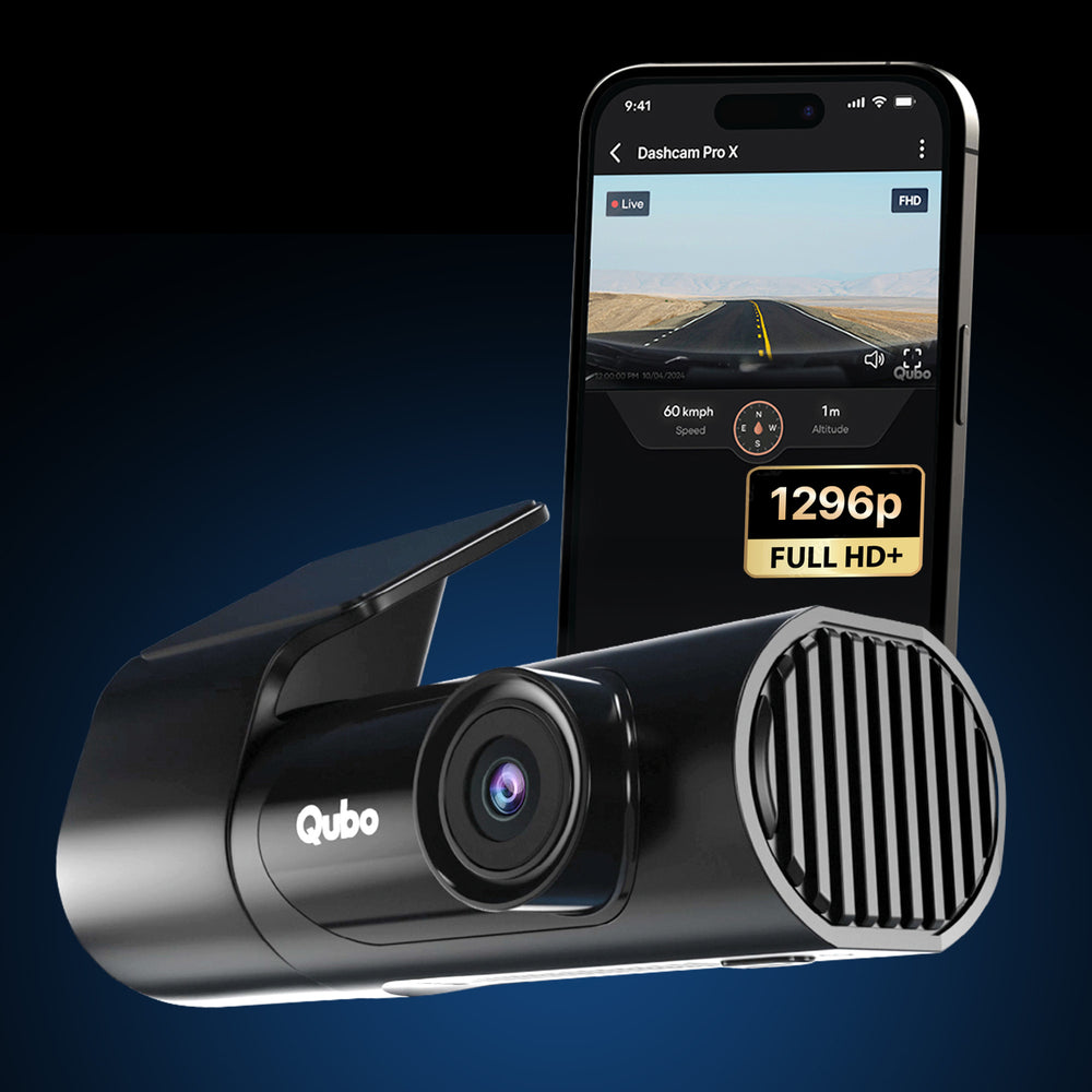 Qubo Pro X 1296p Dash Cam by Qubo — official product photo of the dash cam
