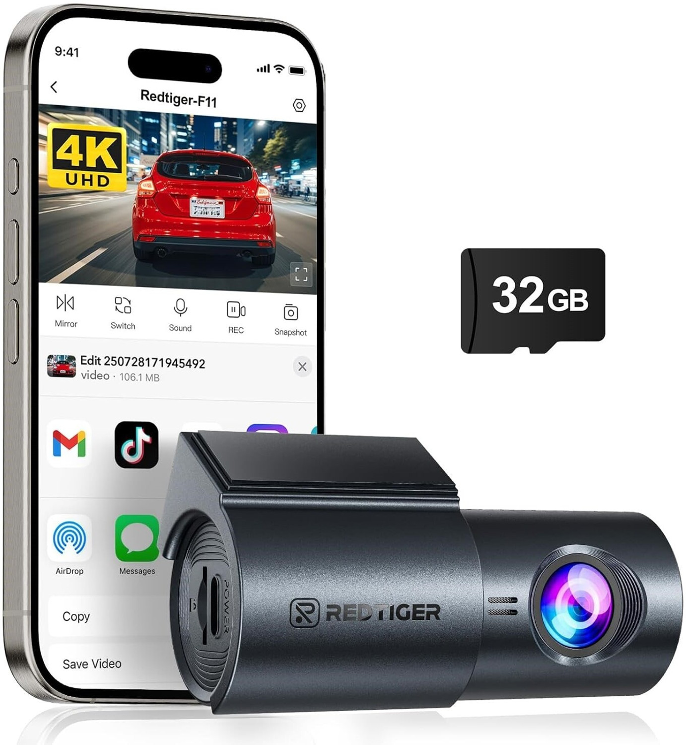 Redtiger F11 4K Mini Dash Cam by Redtiger — official product photo of the dash cam