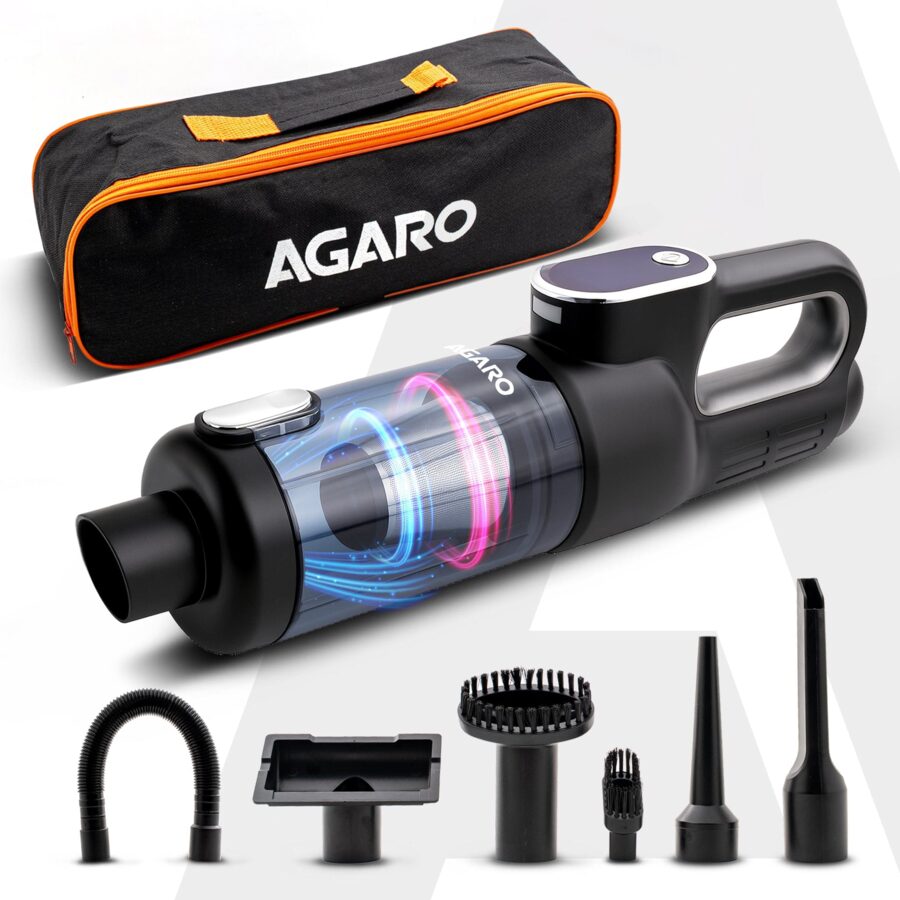 AGARO HVC7799 Cordless Car Vacuum Cleaner vacuum cleaner by AGARO — product image showing the body, hose and cleaning head