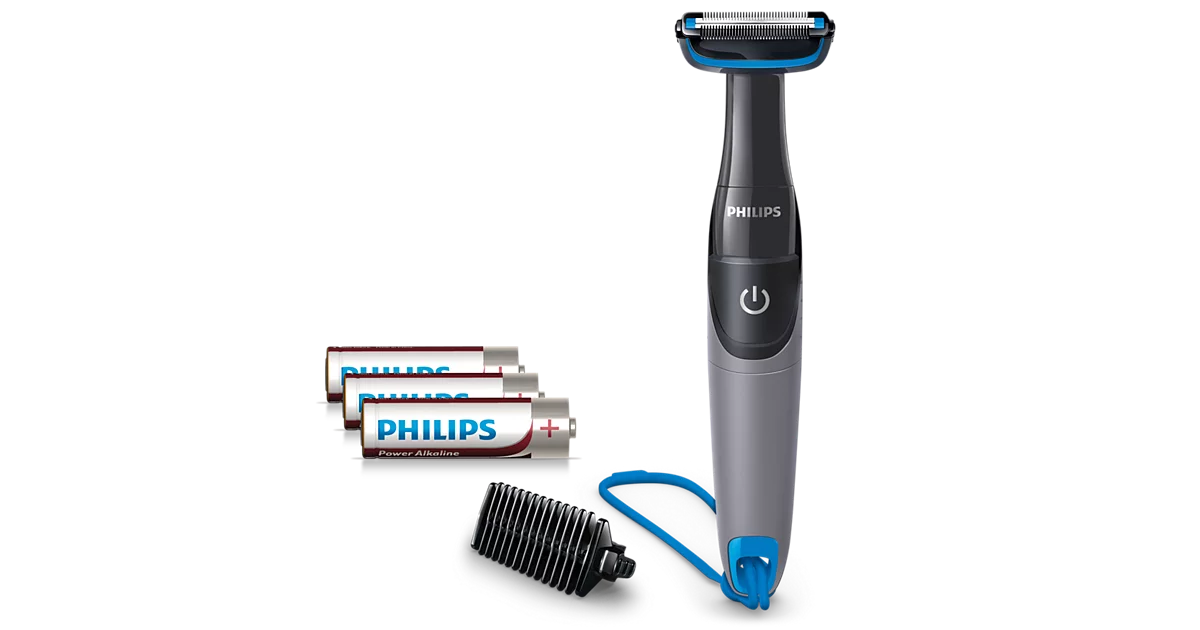 Philips BG1025/15 Bodygroom Series 1000 by Philips — product image showing the trimmer body, blade head and attachments