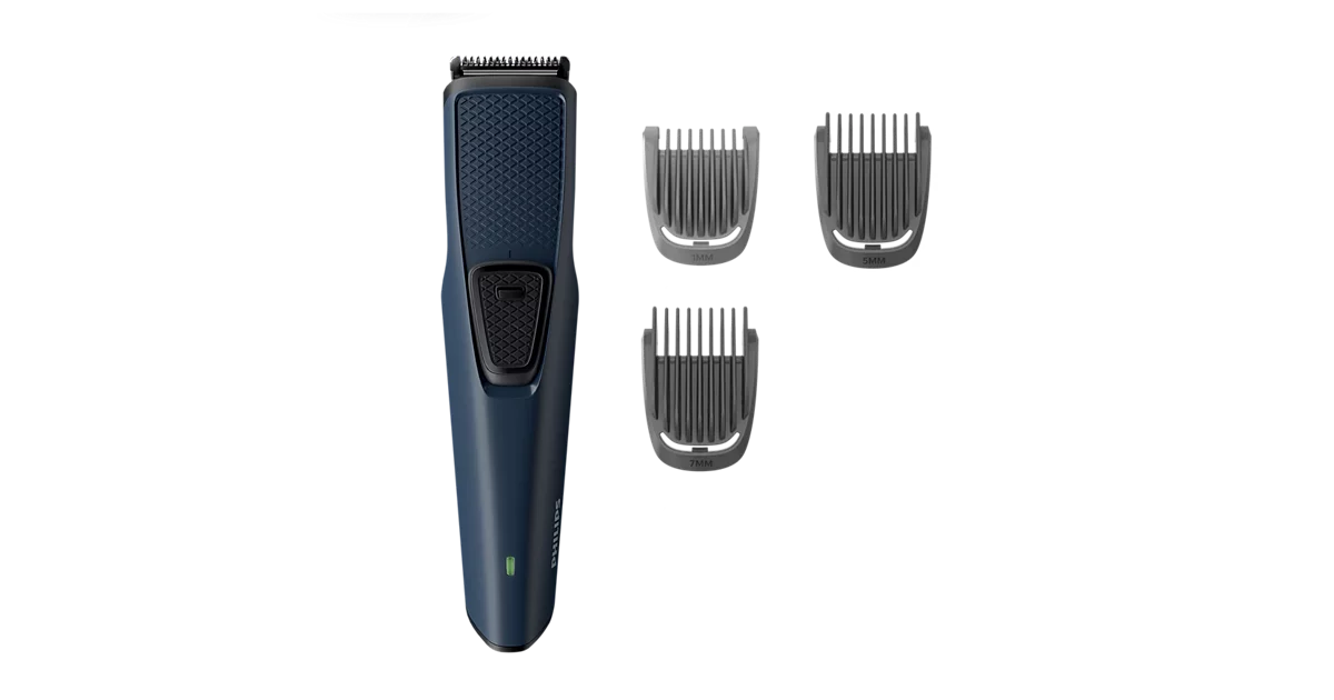 Philips BT1232/18 Beard Trimmer by Philips — product image showing the trimmer body, blade head and attachments