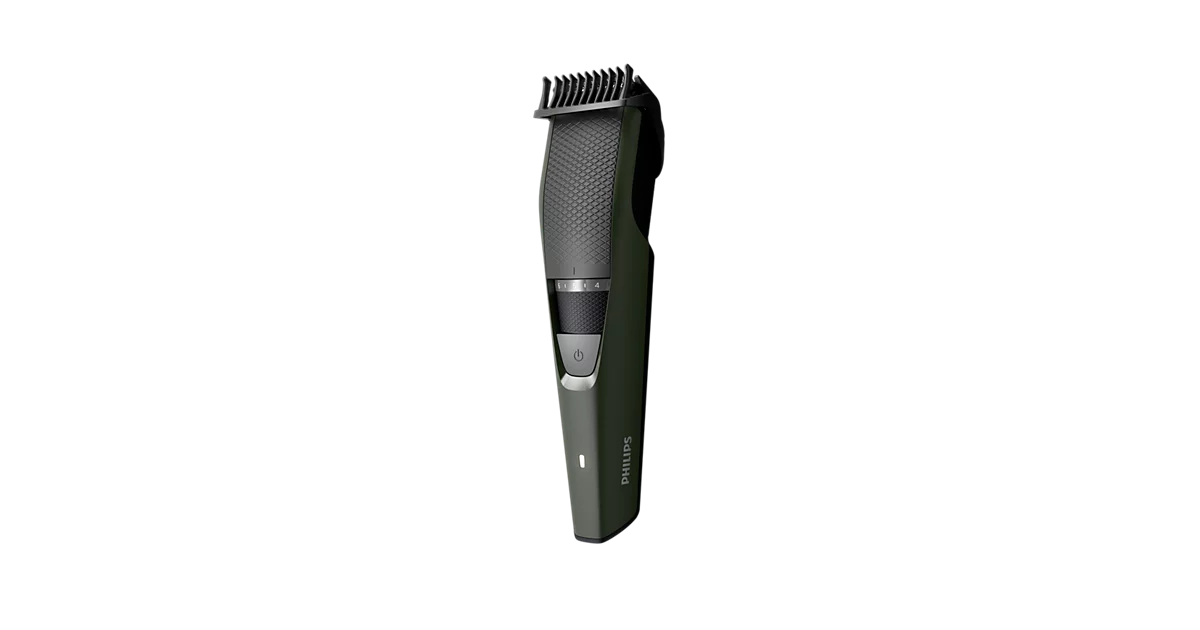 Philips BT3211/15 Beard Trimmer by Philips — product image showing the trimmer body, blade head and attachments