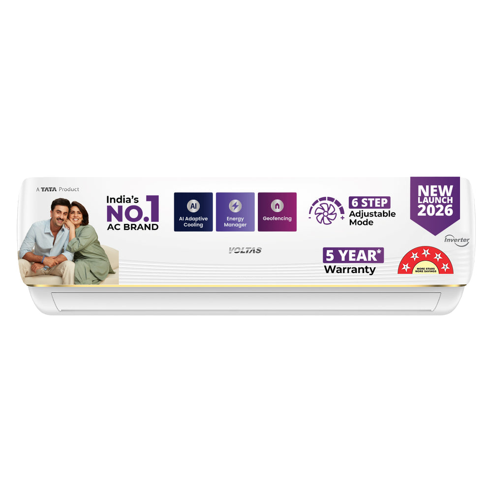 Voltas 1.5 Ton 5 Star Wi-Fi Inverter Split AC 185INV Vertis AI Zest Gold by Voltas — official product image of the air conditioner