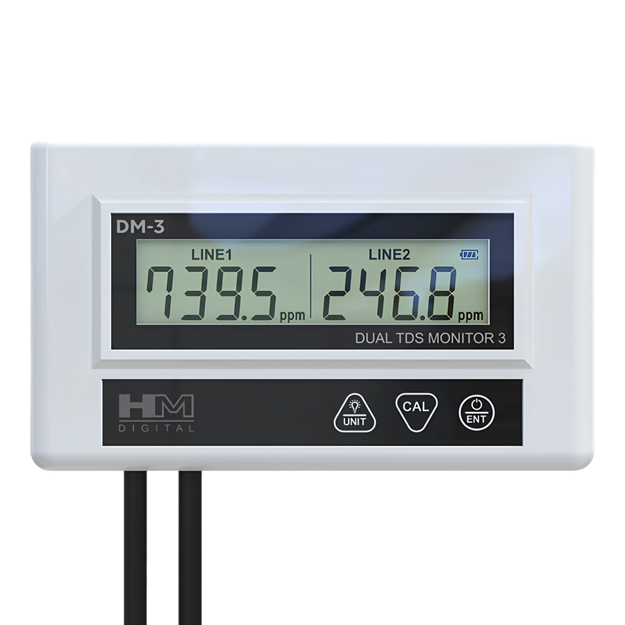 HM Digital DM-3: Commercial In-Line Dual EC/TDS Monitor by HM Digital — official product photo of the water treatment product