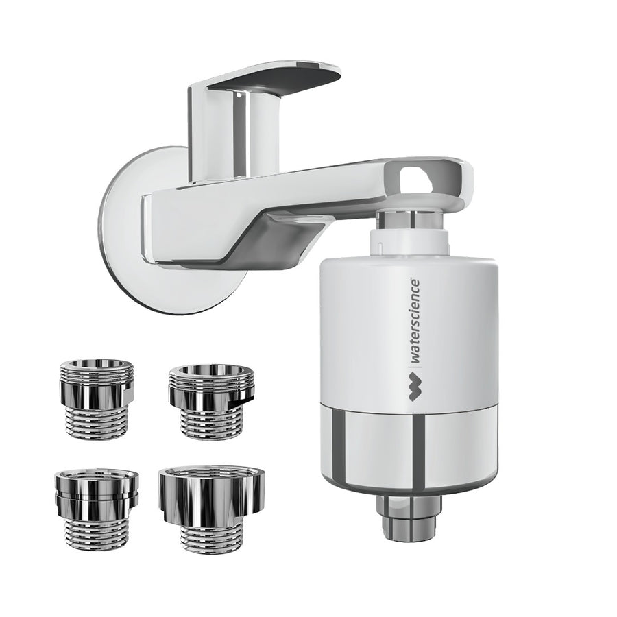The Water Science CLEO Shower & Tap Filter for Hard Water (borewell/tanker, metal adaptors) by The Water Science — official product photo of the water treatment product