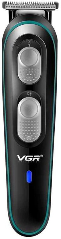 VGR V-055 Professional Hair Clippers Rechargeable Cordless Beard Hair Trimmer Haircut Kit with Guide Combs Brush USB Cord by VGR — product image showing the trimmer body, blade head and attachments