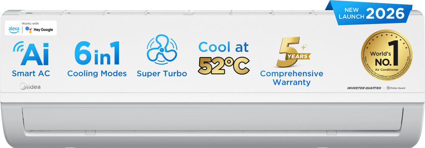 Midea 1.5 Ton 3 Star Inverter Split AC with Wi-Fi 2026 by Midea — official product image of the air conditioner