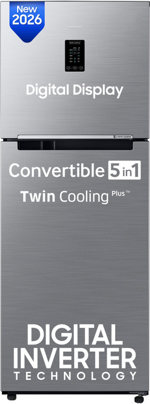 Samsung 301 L 2 Star Frost Free Convertible Double Door Refrigerator refrigerator by Samsung — product image showing the cabinet, doors and handle