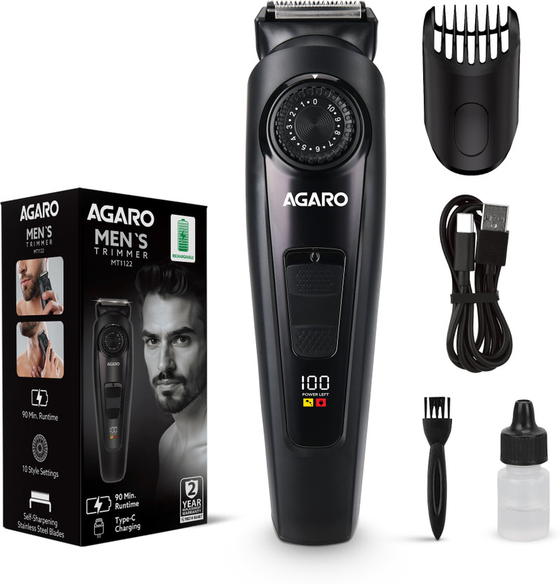 AGARO Beard Trimmer MT1122 by AGARO — product image showing the trimmer body, blade head and attachments