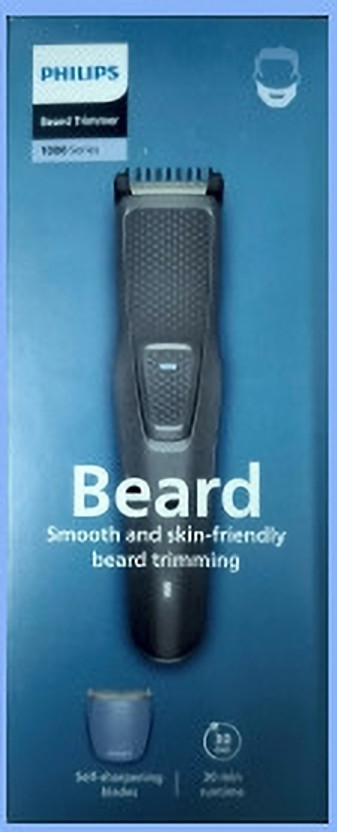 Philips 1243/18 Trimmer by Philips — product image showing the trimmer body, blade head and attachments