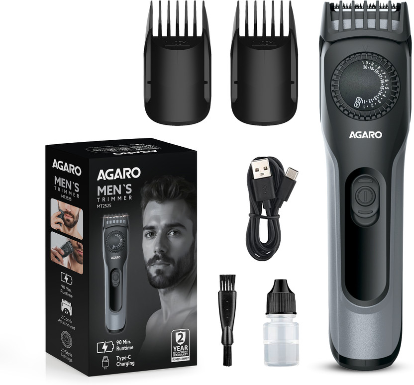 AGARO Beard Trimmer MT2525 by AGARO — product image showing the trimmer body, blade head and attachments
