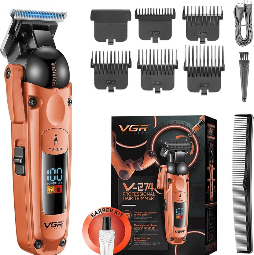 VGR v-274 Fully Waterproof Trimmer by VGR — product image showing the trimmer body, blade head and attachments