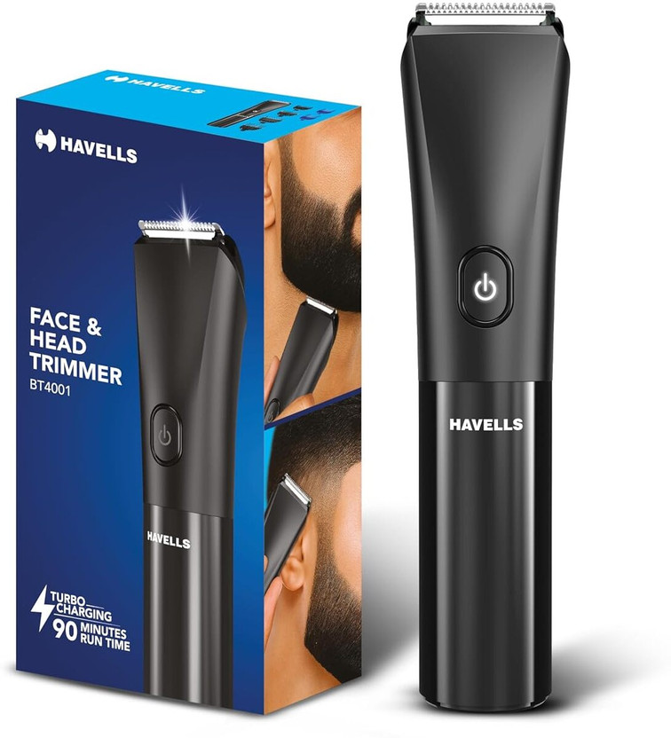 Havells BT4001 Beard & Hair 7 in 1 Trimmer by Havells — product image showing the trimmer body, blade head and attachments