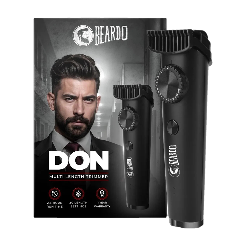 Beardo Don Cordless by Beardo — product image showing the trimmer body, blade head and attachments